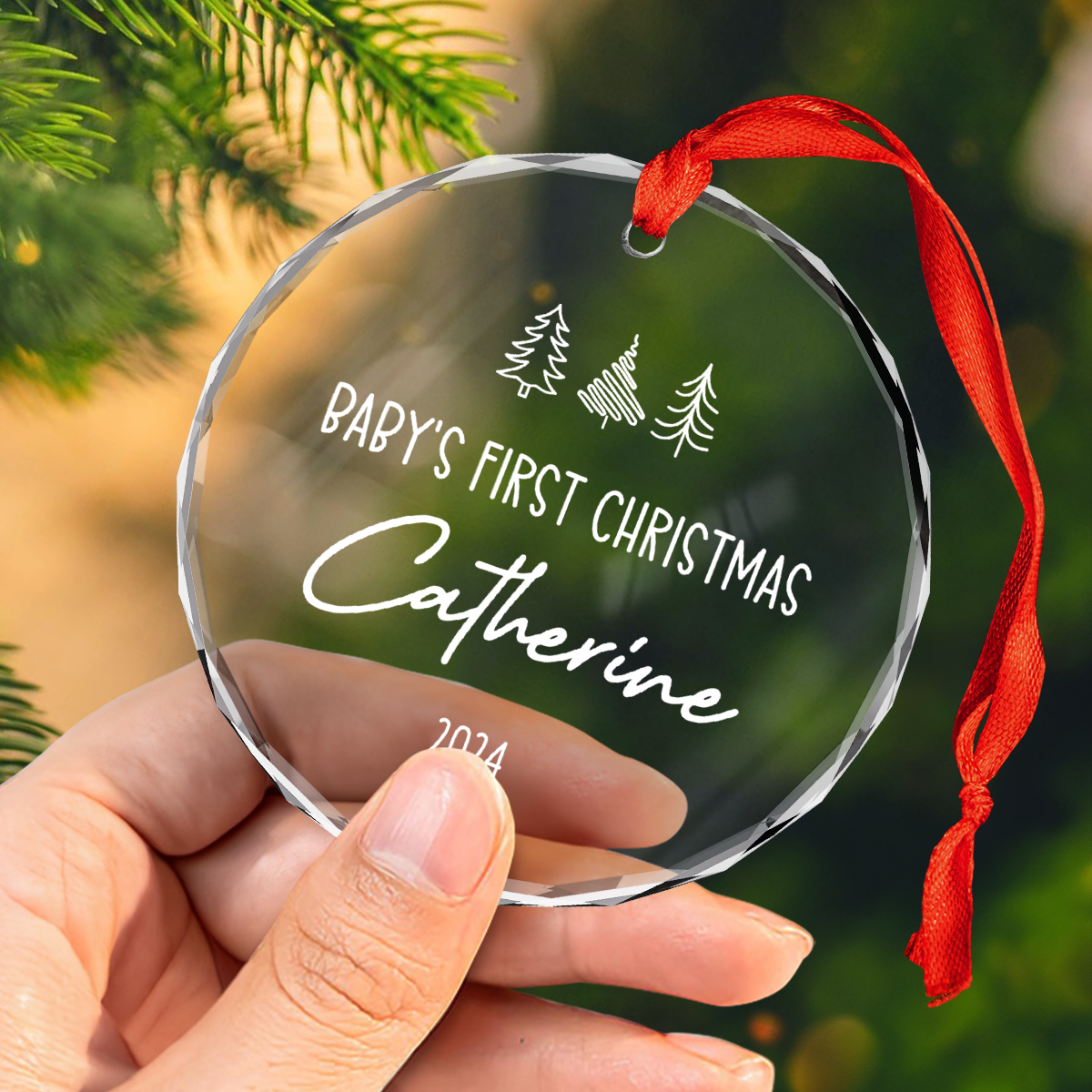 Personalized Baby's First Christmas Ornament - Newborn Glass Ornament, New Parents Gifts, Christmas Hanging Decoration