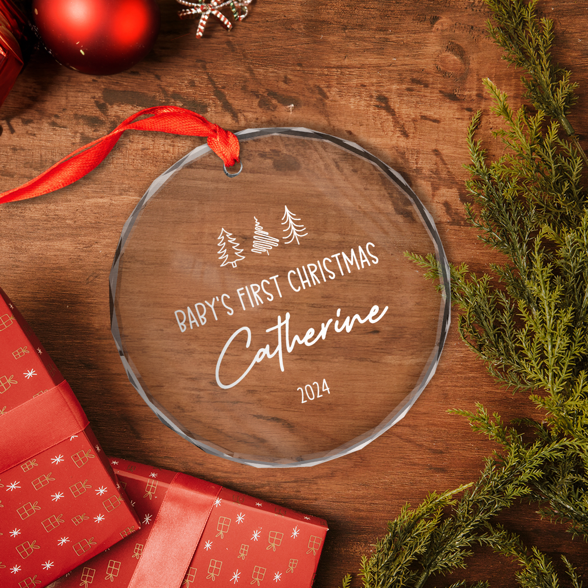 Personalized Baby's First Christmas Ornament - Newborn Glass Ornament, New Parents Gifts, Christmas Hanging Decoration