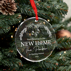 Personalized New Home Glass Ornament - First Christmas in New Home, Housewarming, Christmas Hanging Decoration