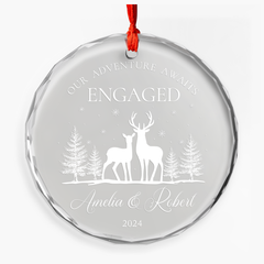 Personalized Engagement Gifts for Couple - First Christmas Engaged Crystal Glass Ornament, Christmas Decoration