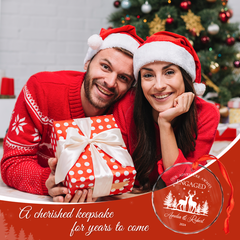 Personalized Engagement Gifts for Couple - First Christmas Engaged Crystal Glass Ornament, Christmas Decoration