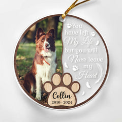 Personalized Dog Memorial Ornaments You Will Never Leave My Heart Acrylic Ornament Christmas Keepsake Sympathy Remembrance Gift