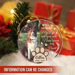 Personalized Dog Memorial Ornaments You Will Never Leave My Heart Acrylic Ornament Christmas Keepsake Sympathy Remembrance Gift