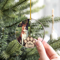 Personalized Dog Memorial Ornaments You Will Never Leave My Heart Acrylic Ornament Christmas Keepsake Sympathy Remembrance Gift
