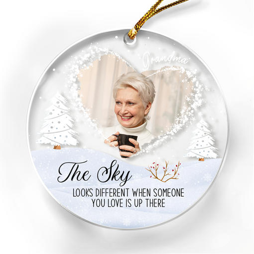 Personalized Memorial Ornaments with Photo Picture The Sky Looks Different Acrylic Christmas Ornaments Rememberance Sympathy Keepsake Loss Loved Ones Gifts