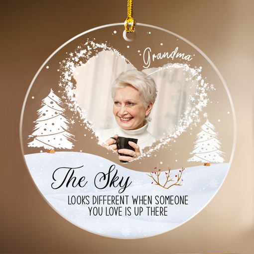 Personalized Memorial Ornaments with Photo Picture The Sky Looks Different Acrylic Christmas Ornaments Rememberance Sympathy Keepsake Loss Loved Ones Gifts