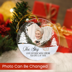 Personalized Memorial Ornaments with Photo Picture The Sky Looks Different Acrylic Christmas Ornaments Rememberance Sympathy Keepsake Loss Loved Ones Gifts