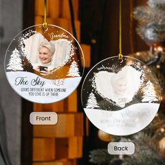 Personalized Memorial Ornaments with Photo Picture The Sky Looks Different Acrylic Christmas Ornaments Rememberance Sympathy Keepsake Loss Loved Ones Gifts