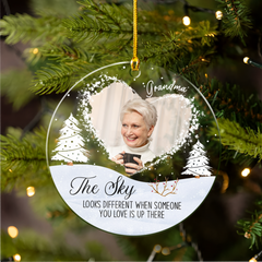 Personalized Memorial Ornaments with Photo Picture The Sky Looks Different Acrylic Christmas Ornaments Rememberance Sympathy Keepsake Loss Loved Ones Gifts