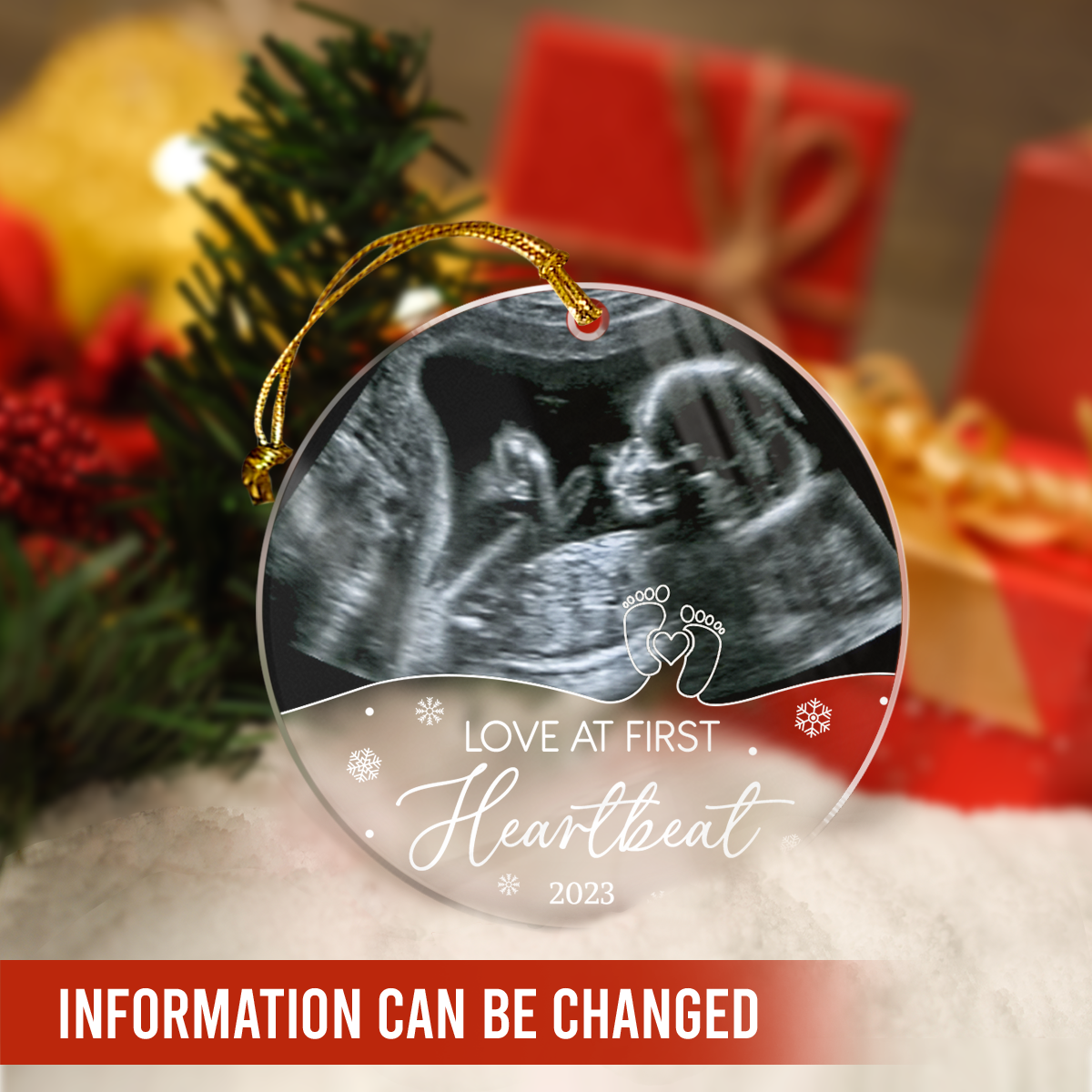 Personalized Bumps First Christmas Acrylic Ornaments Sonogram Ultrasound Picture Photo Pregnancy Announcement Ornament Keepsake Gifts for New Grandparents Expecting Parents