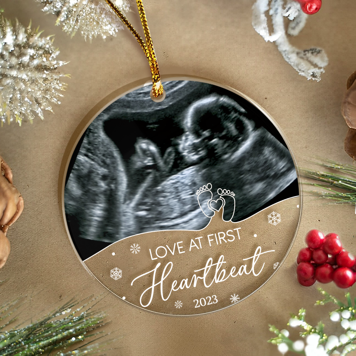 Personalized Bumps First Christmas Acrylic Ornaments Sonogram Ultrasound Picture Photo Pregnancy Announcement Ornament Keepsake Gifts for New Grandparents Expecting Parents