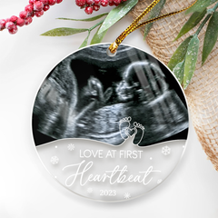 Personalized Bumps First Christmas Acrylic Ornaments Sonogram Ultrasound Picture Photo Pregnancy Announcement Ornament Keepsake Gifts for New Grandparents Expecting Parents