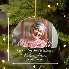 Personalized Memorial Ornaments with Photo Picture A Piece of My Heart is in Heaven Acrylic Christmas Ornament Sympathy Remembrance Keepsake Lost Loved One Gifts