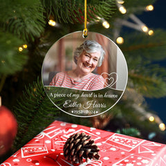 Personalized Memorial Ornaments with Photo Picture A Piece of My Heart is in Heaven Acrylic Christmas Ornament Sympathy Remembrance Keepsake Lost Loved One Gifts