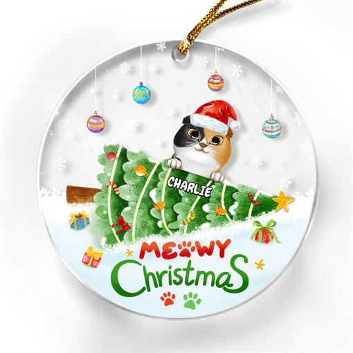 Personalized Cat Ornament Meowy Christmas Christmas Acrylic Ornaments Xmas Tree Decorations Keepsake Gifts