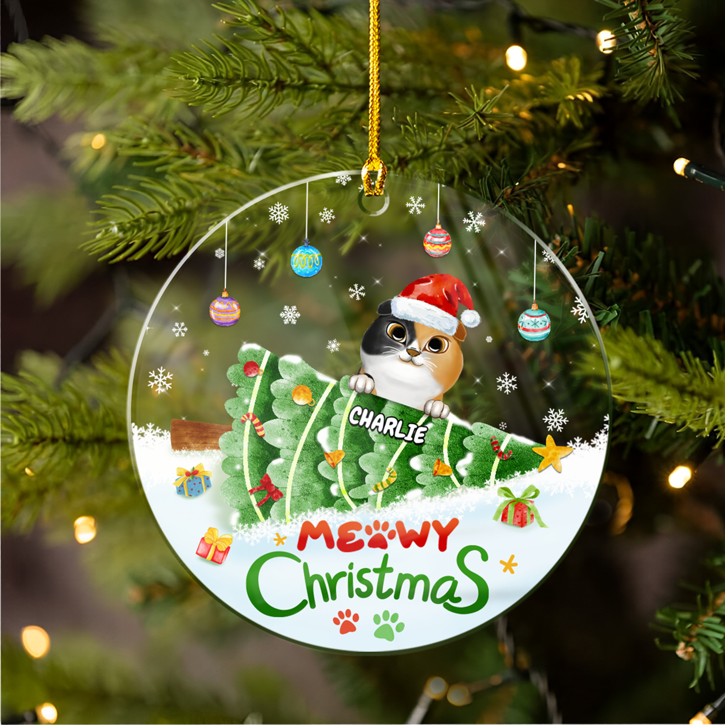 Personalized Cat Ornament Meowy Christmas Christmas Acrylic Ornaments Xmas Tree Decorations Keepsake Gifts