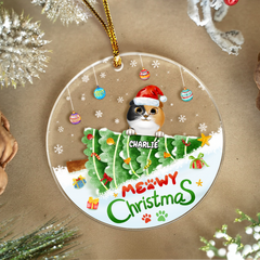 Personalized Cat Ornament Meowy Christmas Christmas Acrylic Ornaments Xmas Tree Decorations Keepsake Gifts