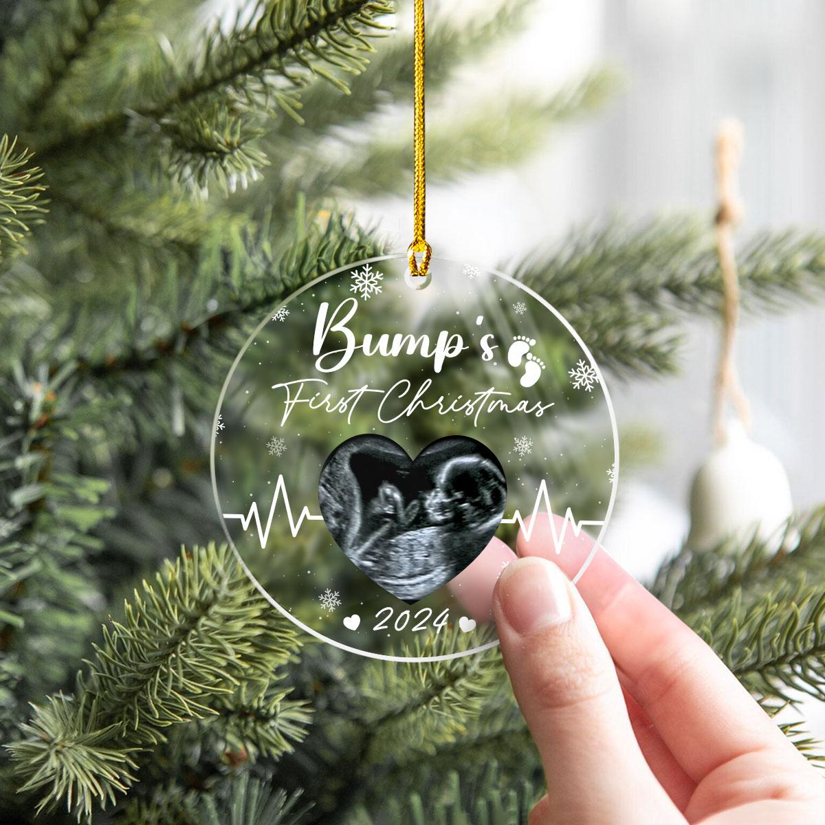 Personalized Bumps First Christmas Ornaments Sonogram Ultrasound Pregnancy Announcement Acrylic Ornament Gift