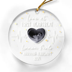 Personalized Bumps First Christmas Ornaments with Sonogram Ultrasound Photo Picture Pregnancy Announcement Acrylic Ornament Gifts for Expecting Parents Grandparents