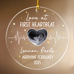 Personalized Bumps First Christmas Ornaments with Sonogram Ultrasound Photo Picture Pregnancy Announcement Acrylic Ornament Gifts for Expecting Parents Grandparents