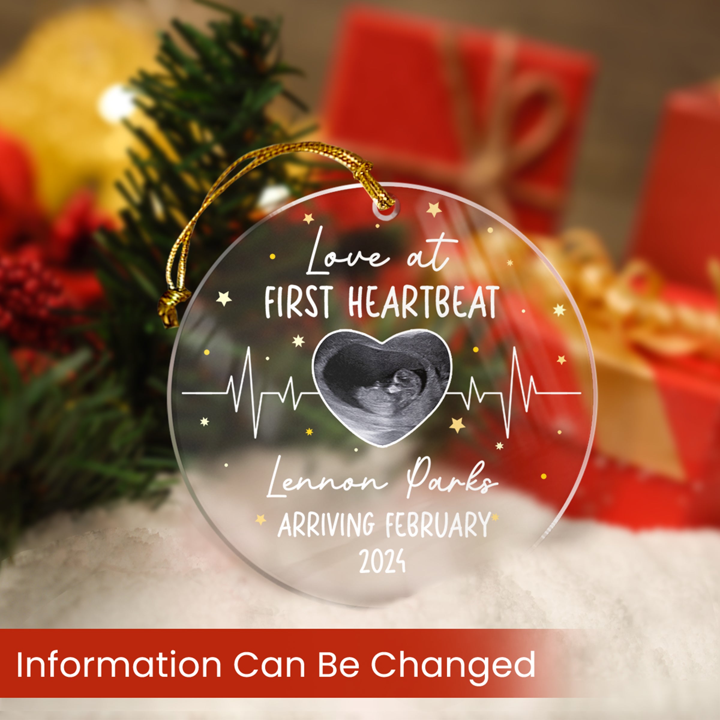 Personalized Bumps First Christmas Ornaments with Sonogram Ultrasound Photo Picture Pregnancy Announcement Acrylic Ornament Gifts for Expecting Parents Grandparents
