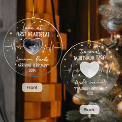 Personalized Bumps First Christmas Ornaments with Sonogram Ultrasound Photo Picture Pregnancy Announcement Acrylic Ornament Gifts for Expecting Parents Grandparents