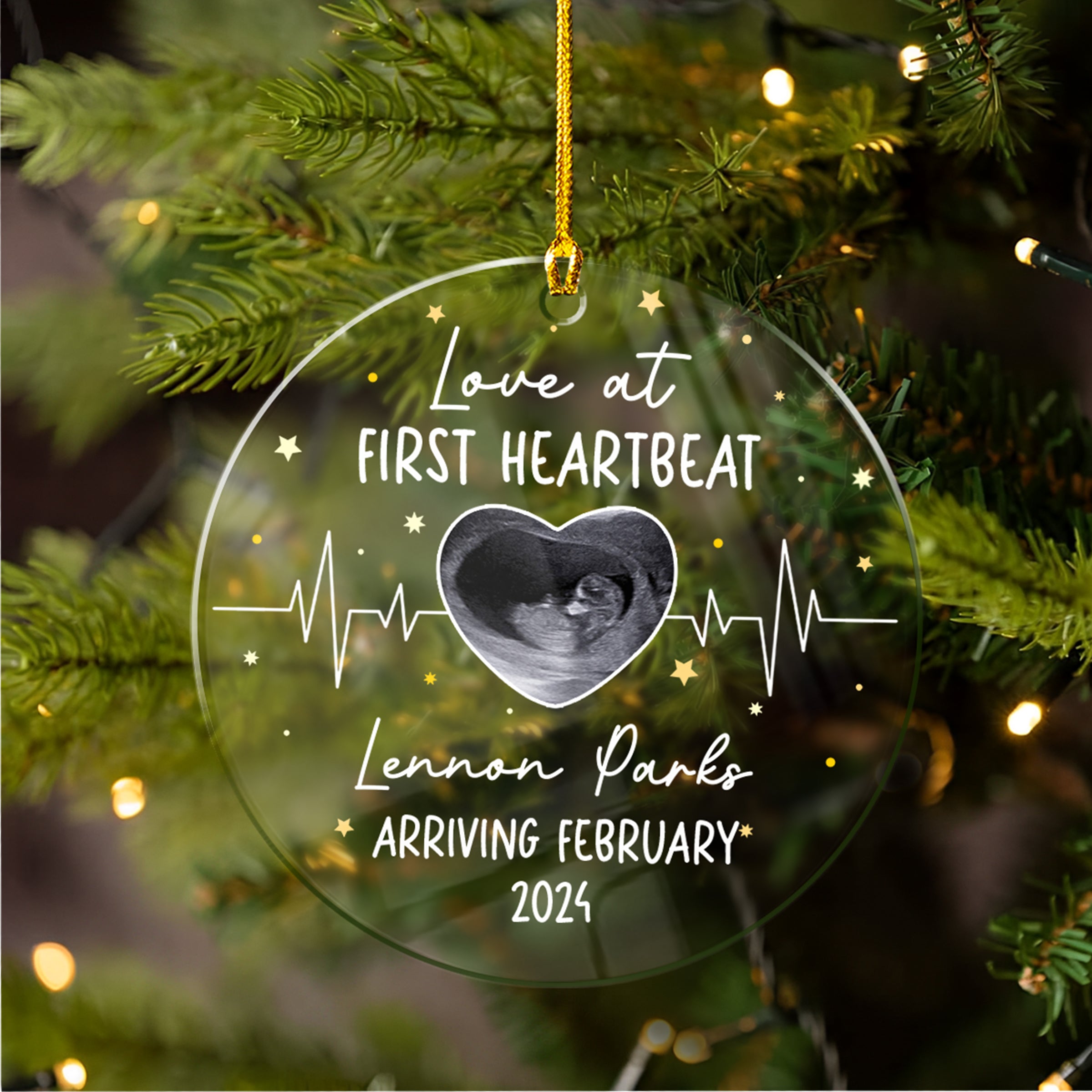 Personalized Bumps First Christmas Ornaments with Sonogram Ultrasound Photo Picture Pregnancy Announcement Acrylic Ornament Gifts for Expecting Parents Grandparents