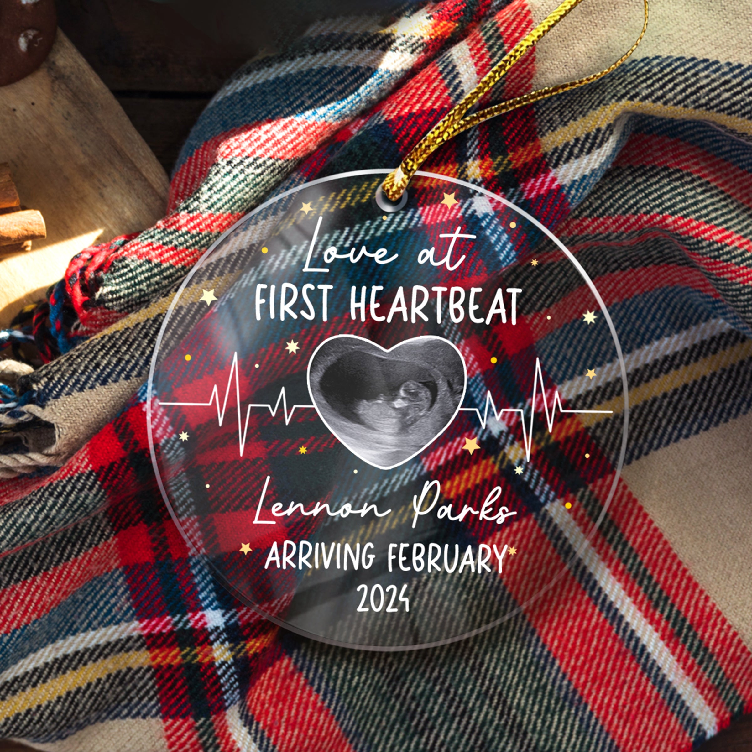 Personalized Bumps First Christmas Ornaments with Sonogram Ultrasound Photo Picture Pregnancy Announcement Acrylic Ornament Gifts for Expecting Parents Grandparents