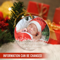 Personalized Baby's First Christmas Ornament Babys 1st Xmas Acrylic Ornaments with Photo Picture Keepsake Gifts for Newborn Babies