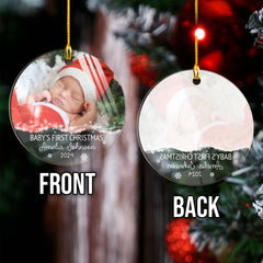 Personalized Baby's First Christmas Ornament Babys 1st Xmas Acrylic Ornaments with Photo Picture Keepsake Gifts for Newborn Babies