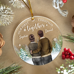 Personalized First Christmas Together Ornament Couple Christmas Acrylic Ornaments Keepsake Gifts for Couples Boyfriend Girlfriend Hanging Xmas Tree Decorations