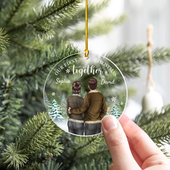Personalized First Christmas Together Ornament Couple Christmas Acrylic Ornaments Keepsake Gifts for Couples Boyfriend Girlfriend Hanging Xmas Tree Decorations