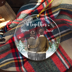 Personalized First Christmas Together Ornament Couple Christmas Acrylic Ornaments Keepsake Gifts for Couples Boyfriend Girlfriend Hanging Xmas Tree Decorations