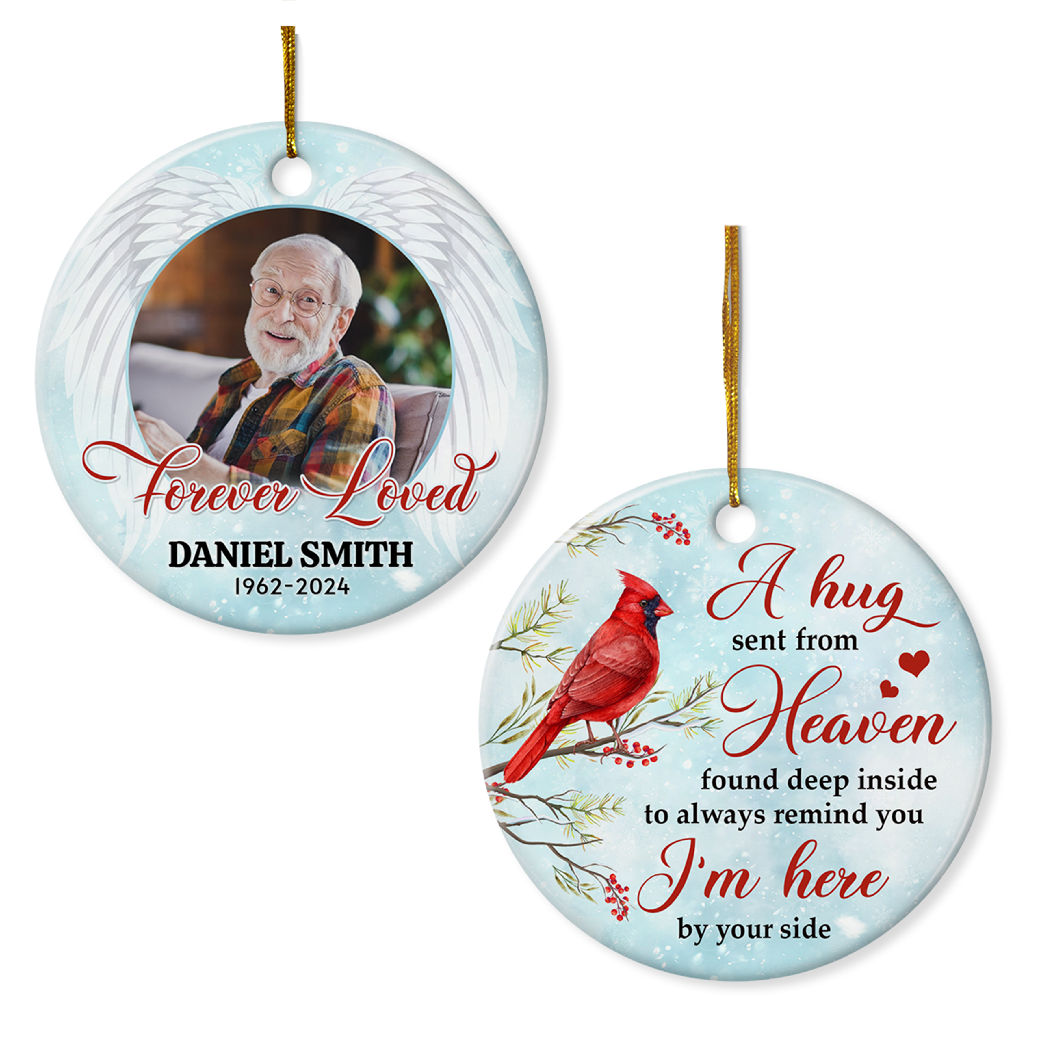Cardinal Memory Gift Personalized Memorial Ornaments Custom Photo Picture Cardinal in Lovin