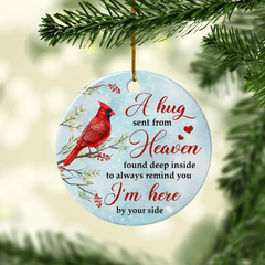 Personalized Memorial Ornaments Custom Photo Picture Cardinal in Loving Memory Double Sided Ceramic Christmas Ornament Sympathy Rememberance Keepsake Lost Loved One Gifts Xmas Tree Decor