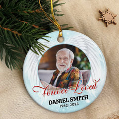 Personalized Memorial Ornaments Custom Photo Picture Cardinal in Loving Memory Double Sided Ceramic Christmas Ornament Sympathy Rememberance Keepsake Lost Loved One Gifts Xmas Tree Decor
