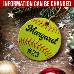 Personalized Softball Ornament Custom Name Number Softball Ball Christmas Ceramic Ornaments Sports Keepsake Gifts Xmas Tree Decorations