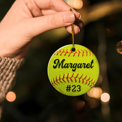 Personalized Softball Ornament Custom Name Number Softball Ball Christmas Ceramic Ornaments Sports Keepsake Gifts Xmas Tree Decorations