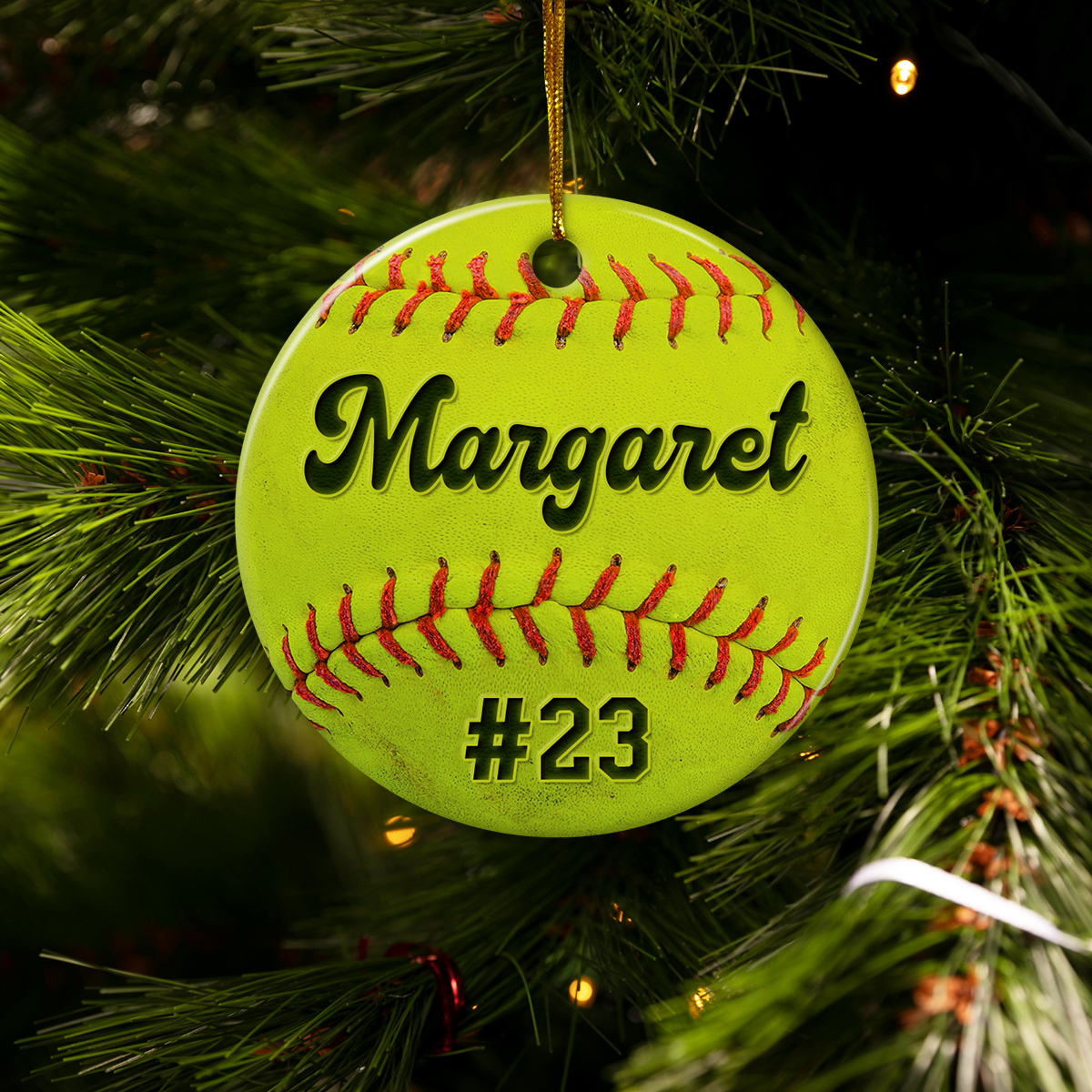 Personalized Softball Ornament Custom Name Number Softball Ball Christmas Ceramic Ornaments Sports Keepsake Gifts Xmas Tree Decorations
