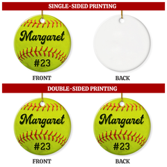 Personalized Softball Ornament Custom Name Number Softball Ball Christmas Ceramic Ornaments Sports Keepsake Gifts Xmas Tree Decorations