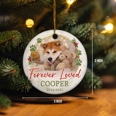 Custom Pet Memorial Ornament with Dog Cat Photo Picture - Ceramic Christmas Ornaments Keepsake Sympathy Remembrance Gifts for Loss of Dogs Cats Pets