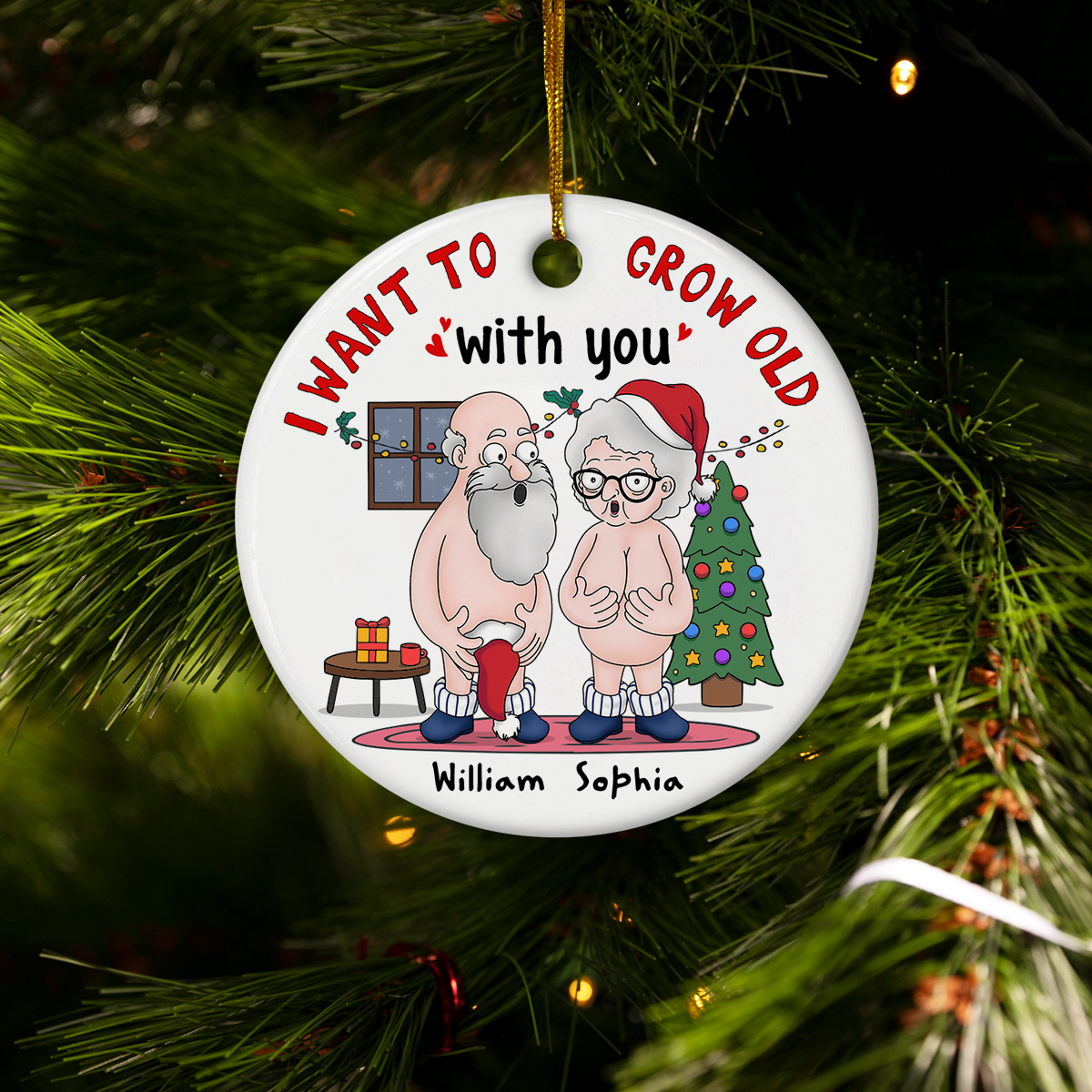 Personalized Funny Couple Ornament Christmas Ceramic Ornament Wedding Married Keepsake Gift for Couples Husband Wife Mr Mrs Hanging Xmas Tree Decor