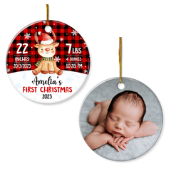 Personalized Baby's First Christmas Ornament with Photo Picture Babys 1st Christmas Double Sided Ceramic Ornaments Keepsake Xmas Tree Decorations