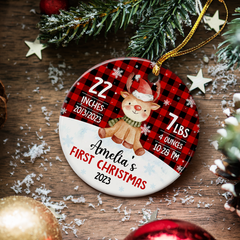 Personalized Baby's First Christmas Ornament with Photo Picture Babys 1st Christmas Double Sided Ceramic Ornaments Keepsake Xmas Tree Decorations