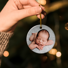 Personalized Baby's First Christmas Ornament with Photo Picture Babys 1st Christmas Double Sided Ceramic Ornaments Keepsake Xmas Tree Decorations