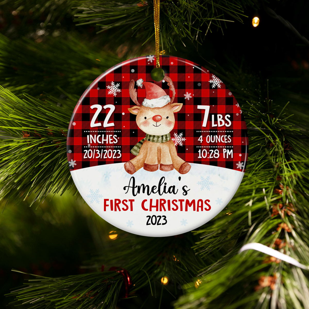 Personalized Baby's First Christmas Ornament with Photo Picture Babys 1st Christmas Double Sided Ceramic Ornaments Keepsake Xmas Tree Decorations