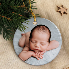 Personalized Baby's First Christmas Ornament with Photo Picture Babys 1st Christmas Double Sided Ceramic Ornaments Keepsake Xmas Tree Decorations