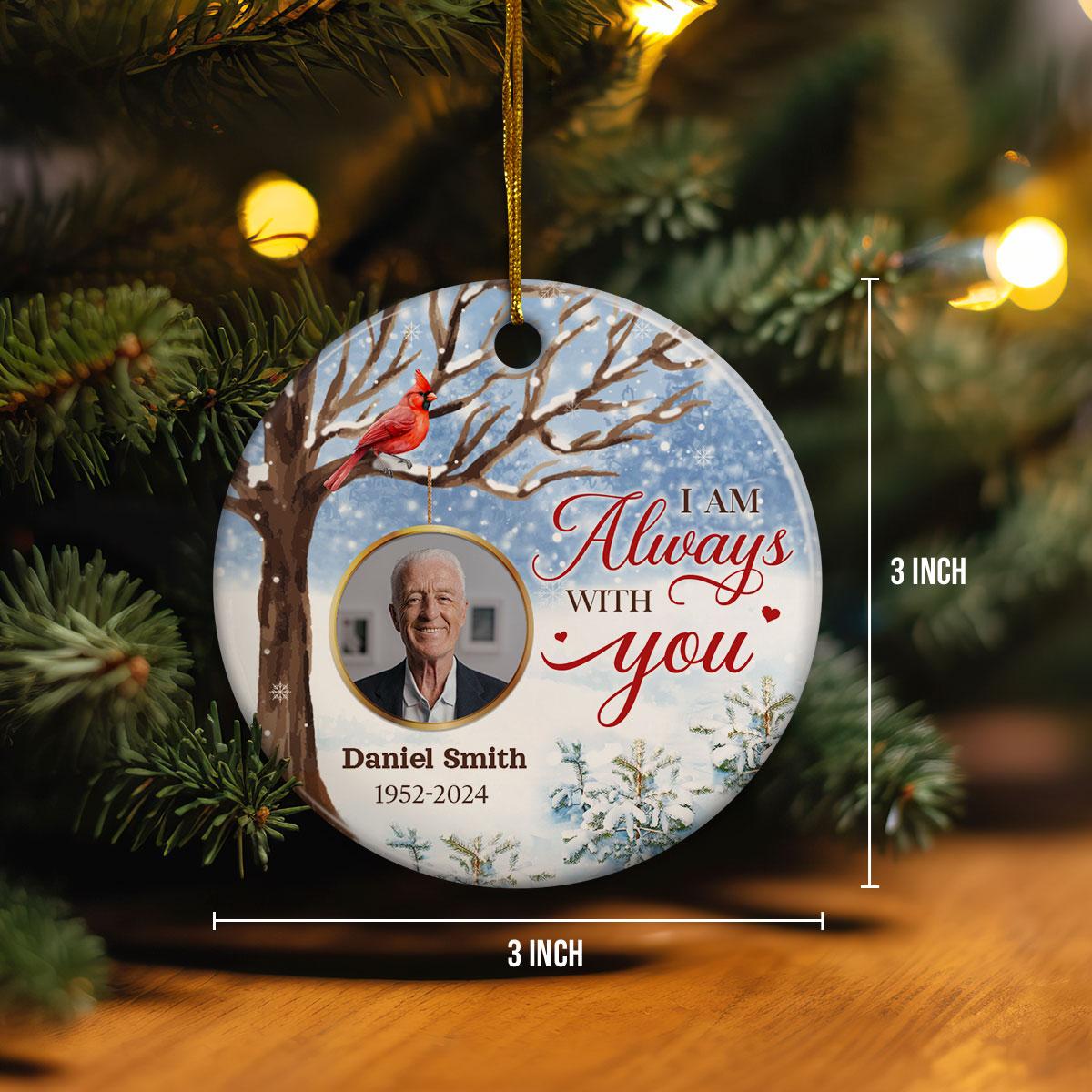 Personalized Memorial Ornaments Cardinal in Loving Memory Ornament with Photo Picture Ceramic Christmas Sympathy Remembrance Keepsake Xmas Tree Decorations Gifts for Loss of Loved One