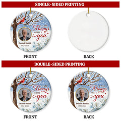 Personalized Memorial Ornaments Cardinal in Loving Memory Ornament with Photo Picture Ceramic Christmas Sympathy Remembrance Keepsake Xmas Tree Decorations Gifts for Loss of Loved One