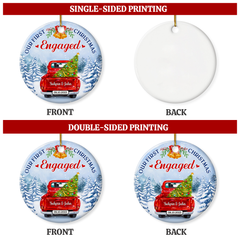 Personalized First Christmas Engaged Ornament 2023 Engagement Keepsake Gifts for Couples Wedding Bridal Shower Hanging Ceramic Ornaments Xmas Tree Decor Newlywed Gifts for Couple
